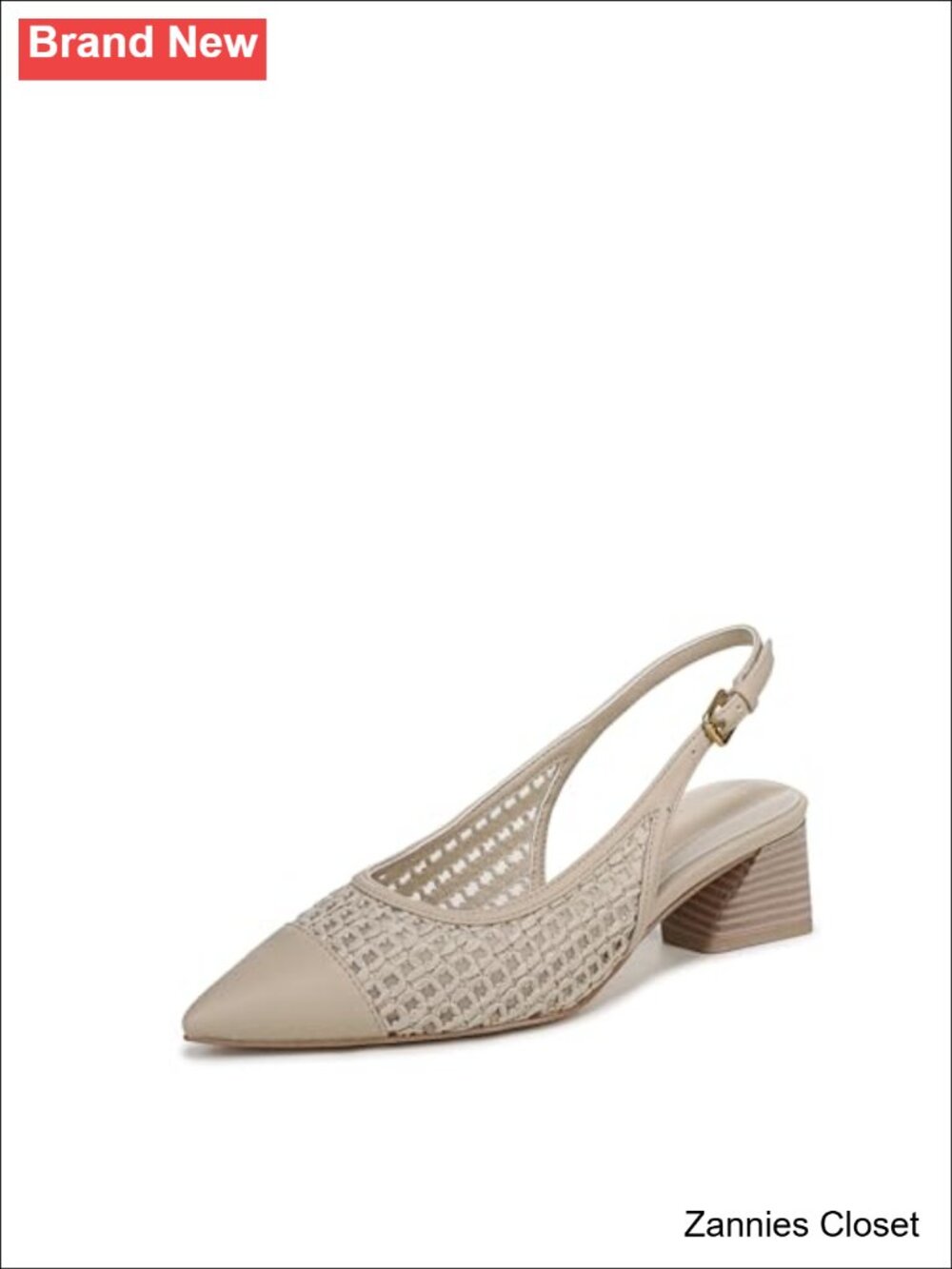 ✨Franco Sarto Racer Slingback Pump Pointed Toe Block Heel Faux Leather